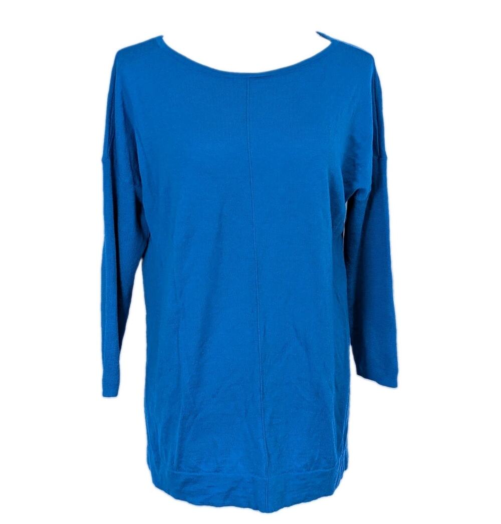 J. Jill 100% Merino Wool Sweater Washable Coastal Blue Tunic Top Medium